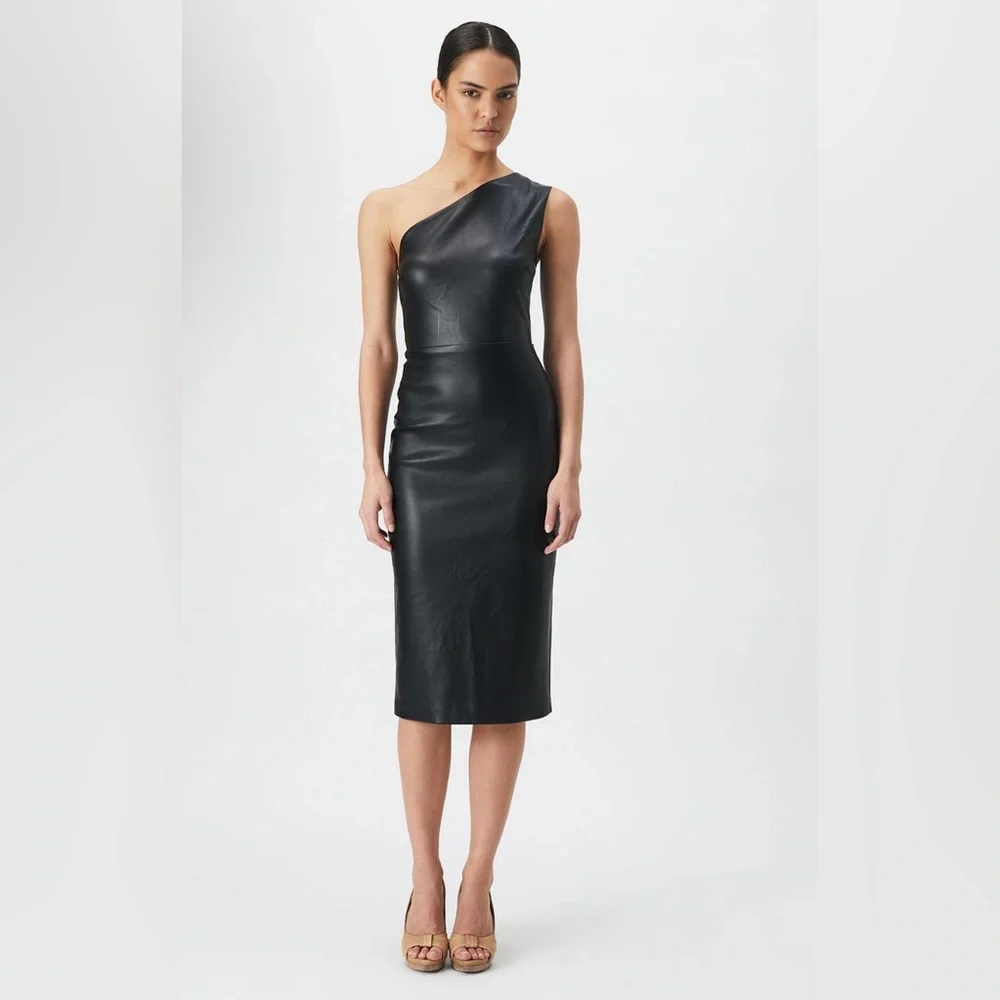 Bardot Oriella Revolve Vegan Leather Dress in Black size Medium - Picture 6 of 11
